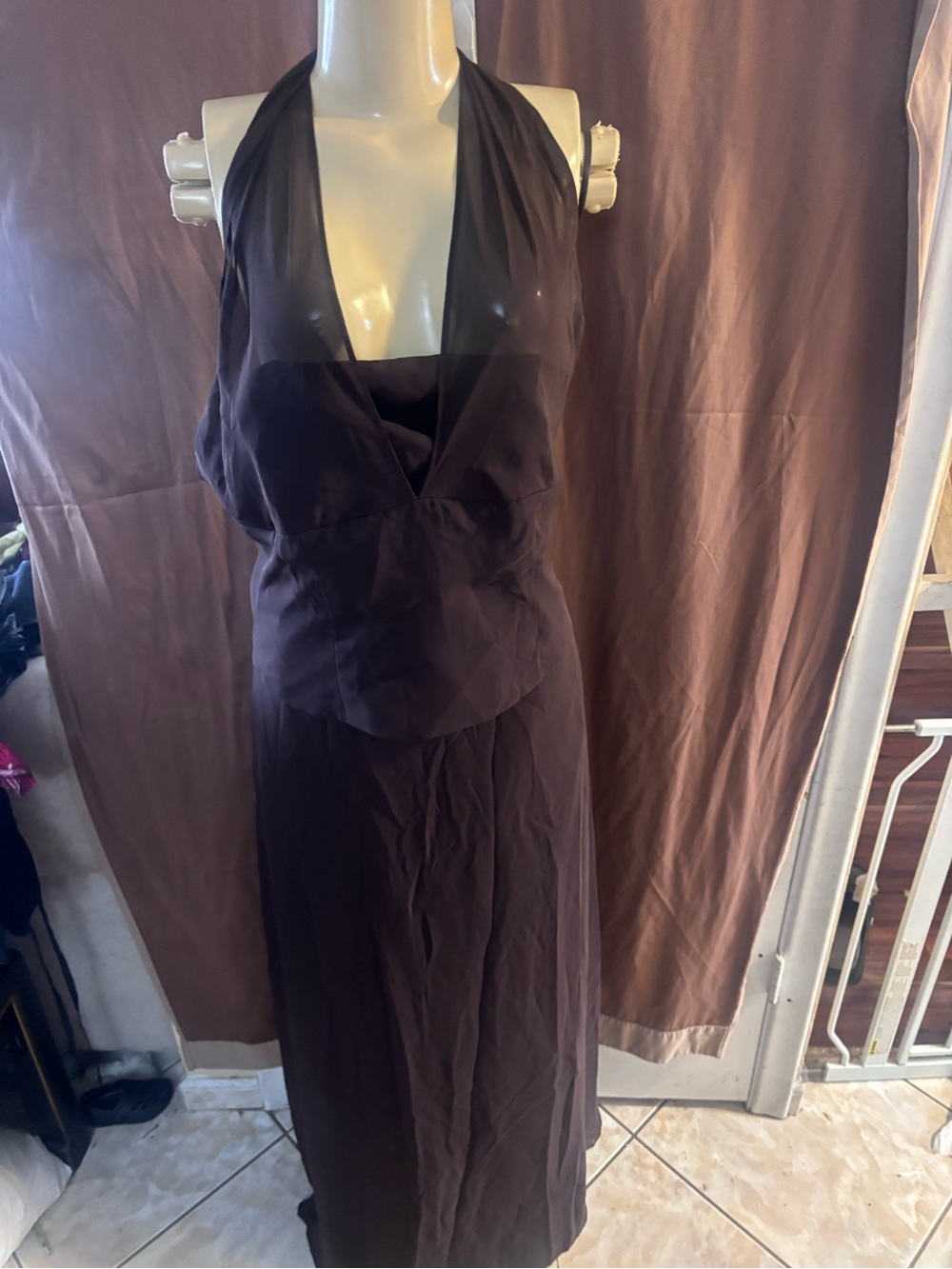 Jordan Brown Halter Maxi Dress